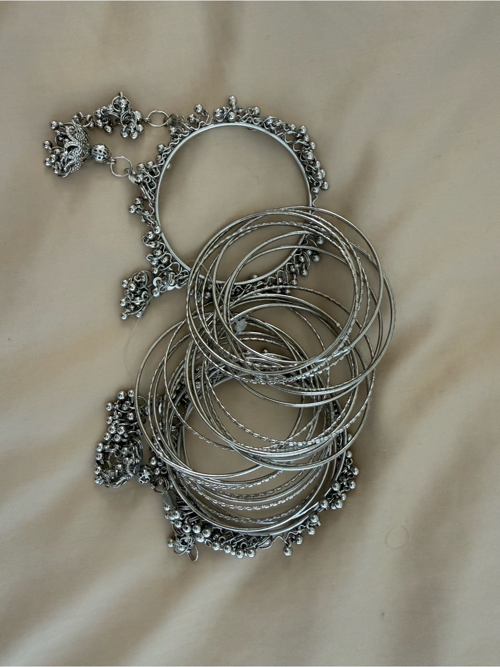 Silver Tone Stackable Bracelet Set